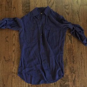 Navy Linen Military Shirt Size 0